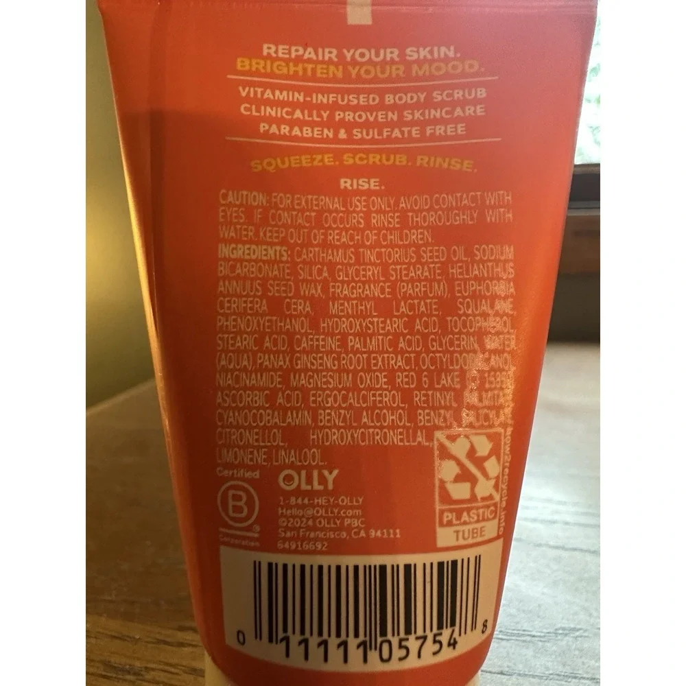 (2)OLLY Bright Mood + Skin Vitamin Infused Body Scrub,Citrus Currant Scent -2 Oz